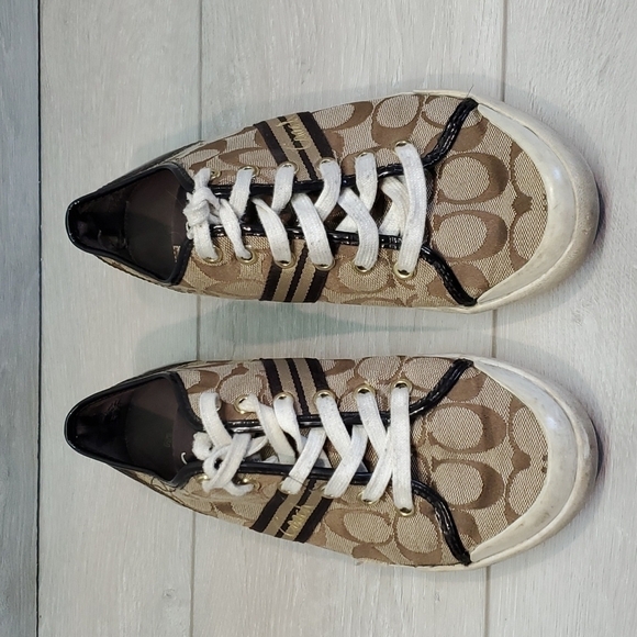 Coach Womens Folly Logo Textured Sneakers shoes sz 8B - Picture 3 of 12